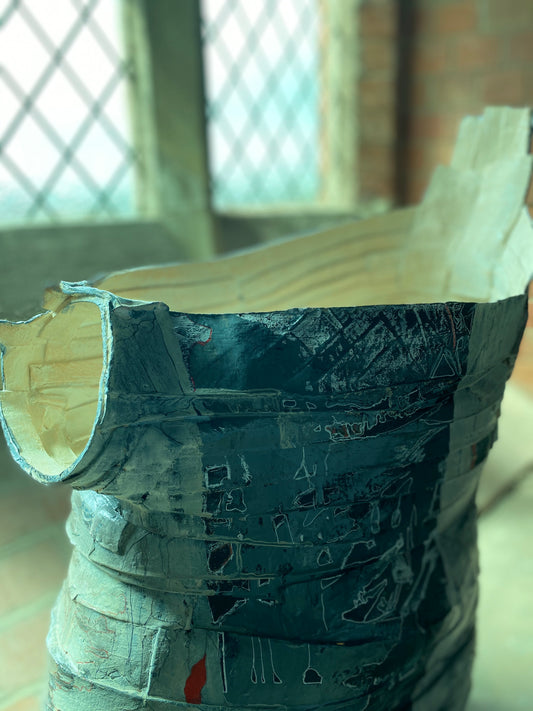 Michaela Haynes, Dancer Male, (2019) Paper clay, enamel, pen, 80x53x47cm