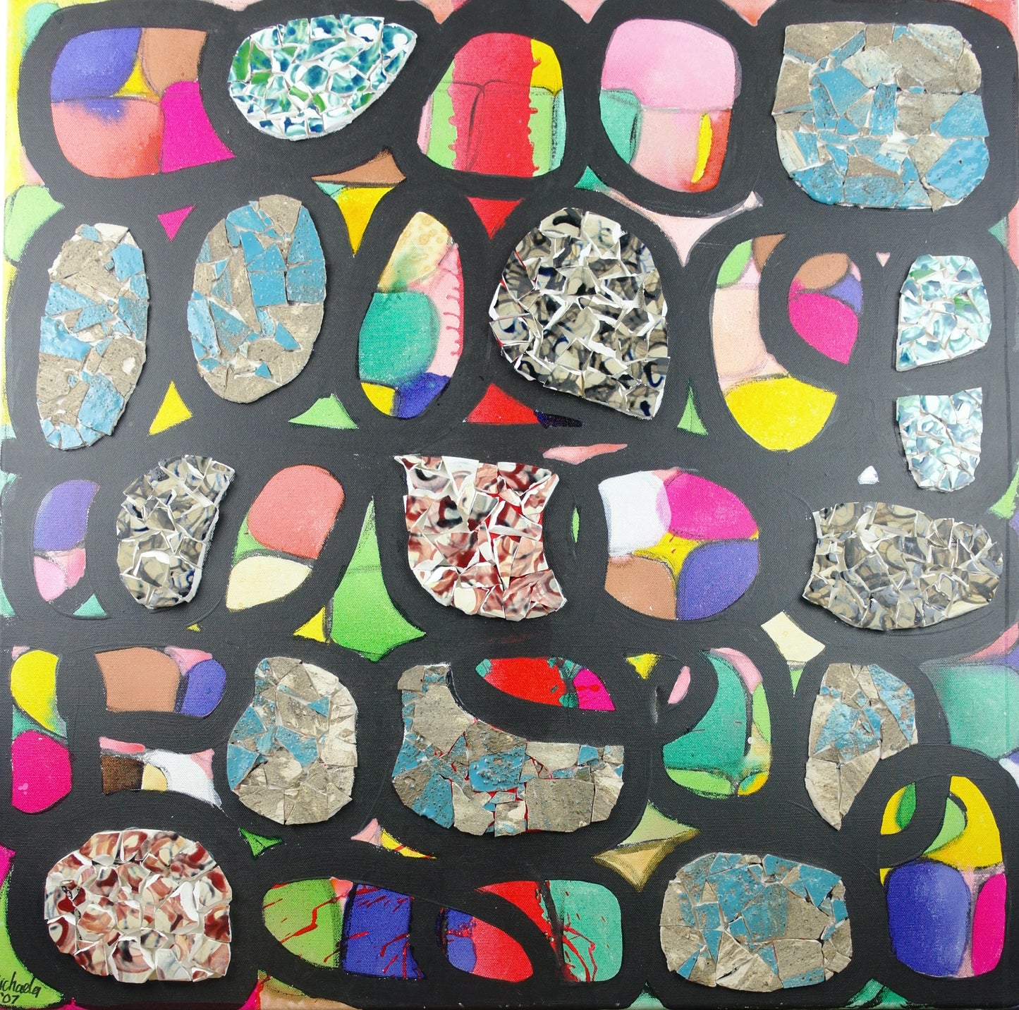 “Stone Wall – Textured Abstract Mixed Media Artwork (Inspired by Derbyshire Landscape, 76x76cm)