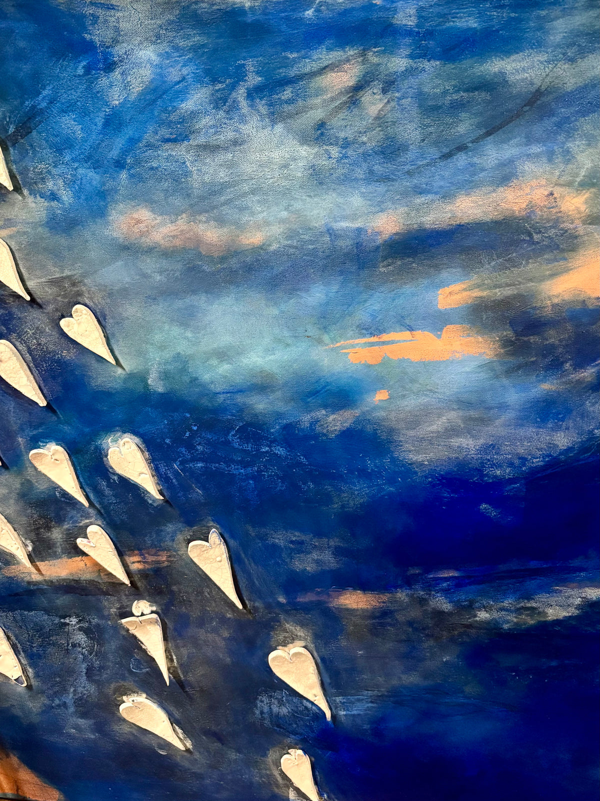 Michaela Haynes, Look Up Triptych2, (2025) mixed media on canvas, 100x100cm x 3