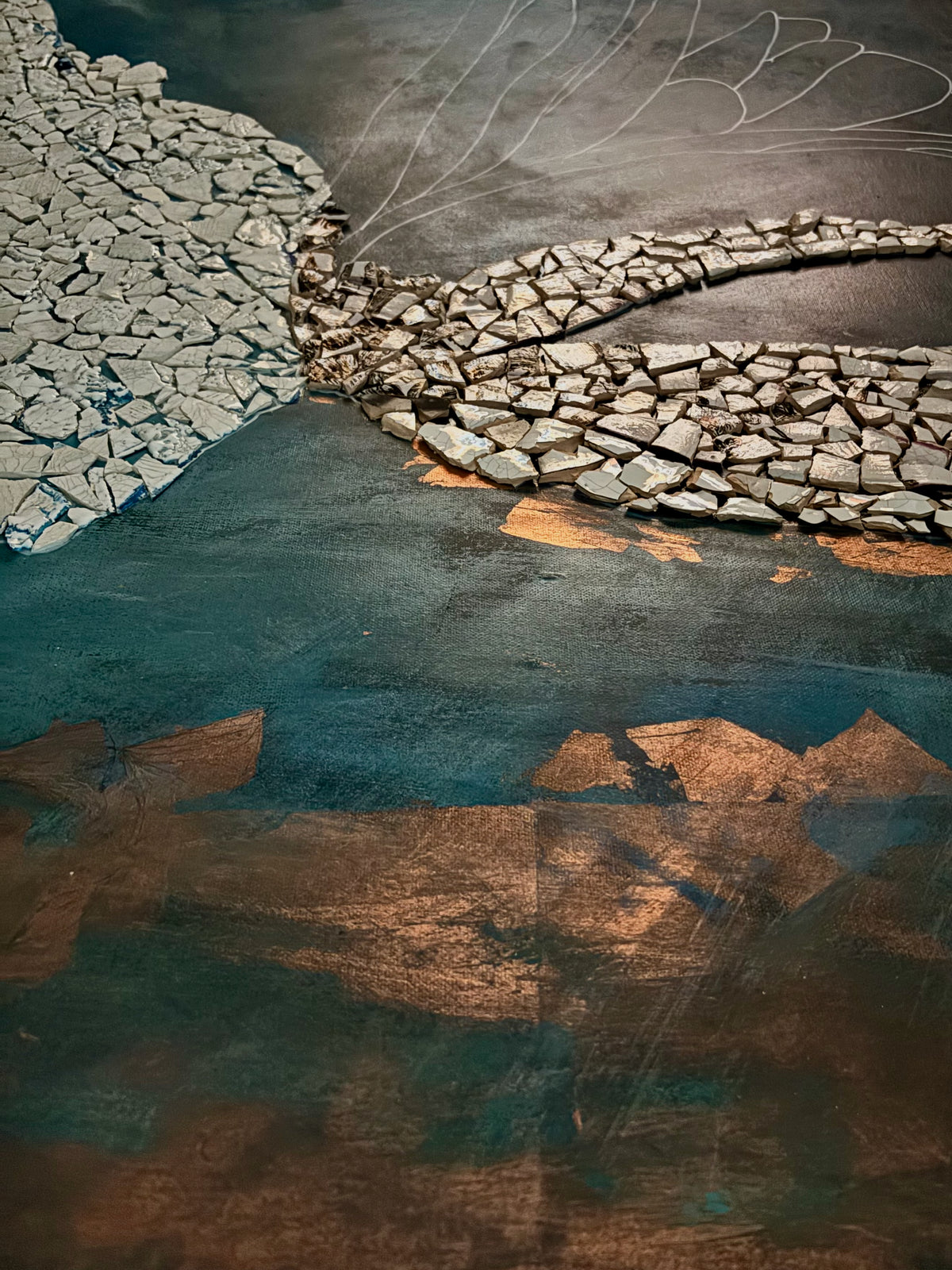 Michaela Haynes, Look Up Triptych1, (2025) mixed media on canvas, 110x110cm x 3