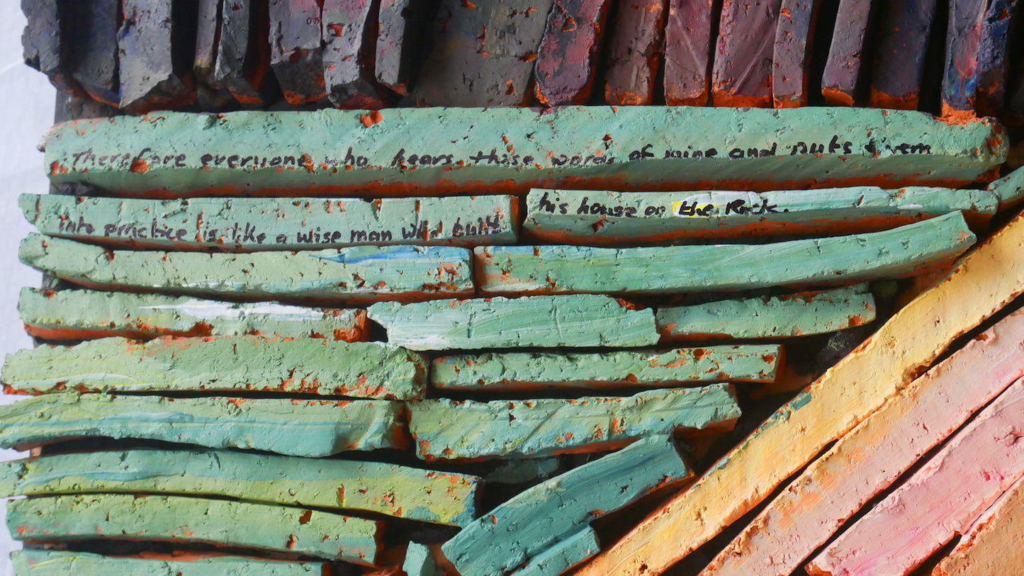 Michaela Haynes, House , (2017) ceramic on wood, acrylic paint