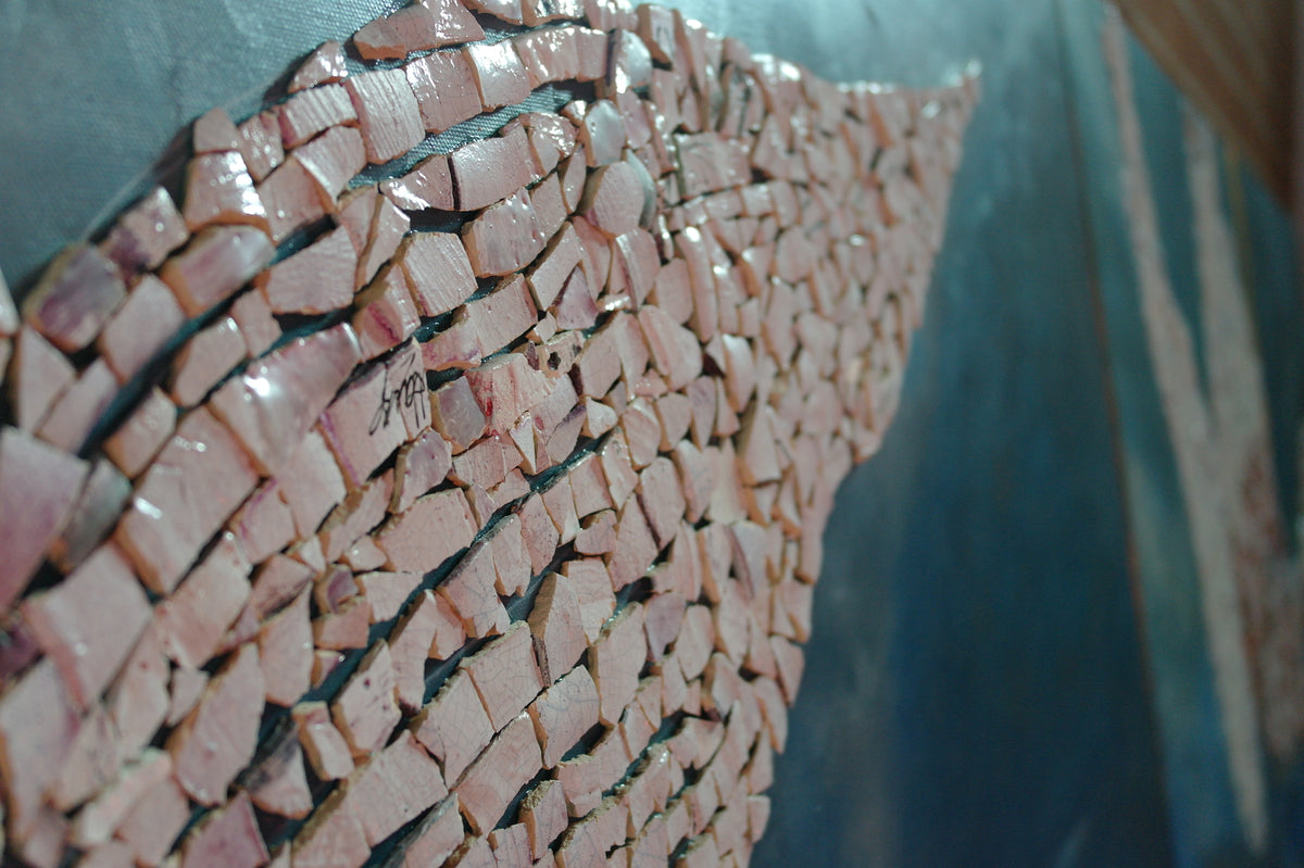 Michaela Haynes, Look Up Triptych1, (2025) mixed media on canvas, 110x110cm x 3