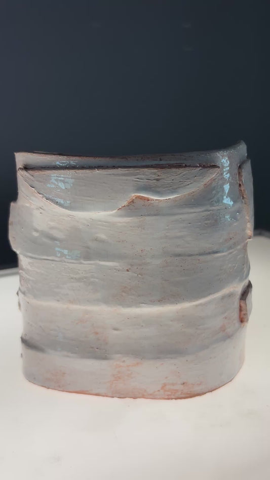 Michaela Haynes, Torso27, (2023) paper clay,white glaze,ink,16x15x9cm