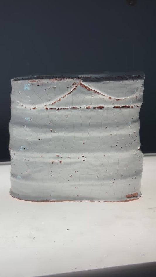Michaela Haynes, Torso29, (2023) paper clay,white glaze,ink,16x15x9cm