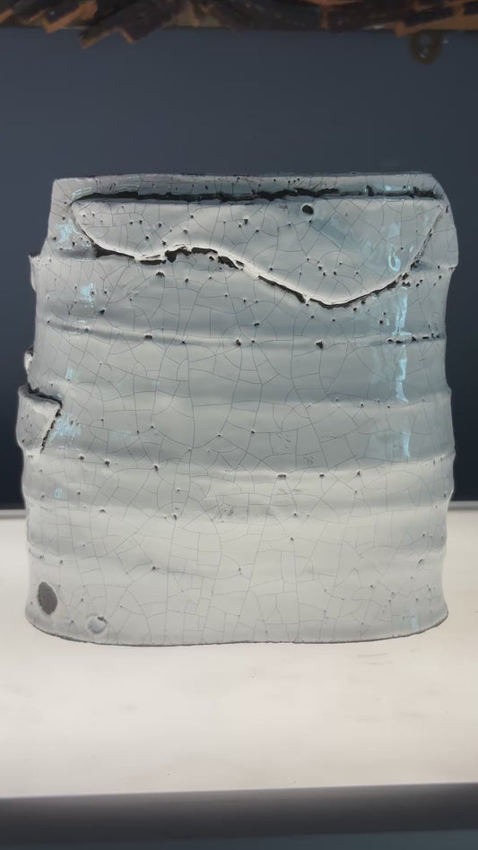 Michaela Haynes, Torso37, (2023) paper clay,white glaze,ink,16x15x9cm