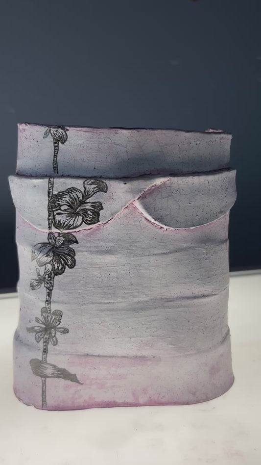 Michaela Haynes, Torso14, (2023) paper clay,white glaze,ink,16x15x9cm